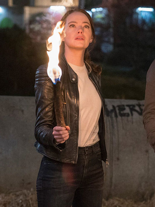 Zombieland Double Tap 2019 Emma Stone Black Leather Jacket