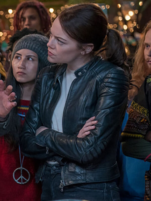Zombieland Double Tap 2019 Emma Stone Black Leather Jacket