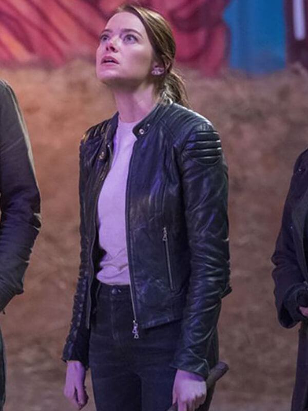 Zombieland Double Tap 2019 Emma Stone Black Leather Jacket